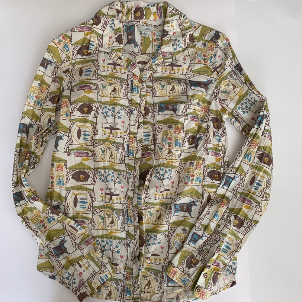 Anthropologie Odille Button Down Animal PrintShirt